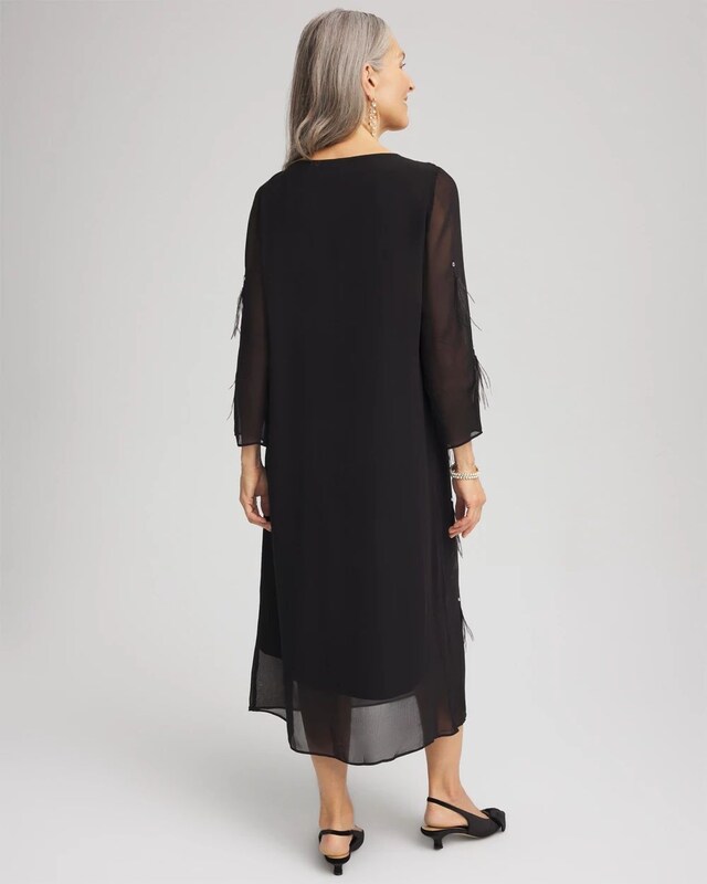 Feathered Georgette Popover Dress - image 3